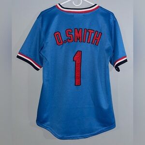Ozzie Smith #1 M&N Retro St Louis Cardinals Blue MLB Sewn Baseball Jersey Medium